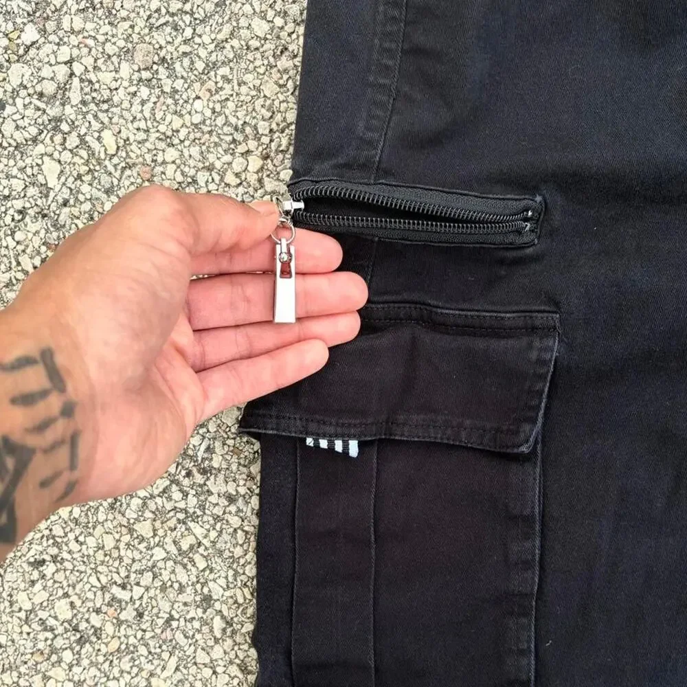 Black cargo pants with Elastic Waist Mens Large No Brand